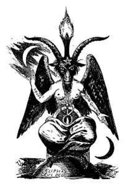 Il Baphomet (o Bafometto) androgino, immagine in pubblico dominio, fonte Wikimedia Commons