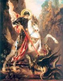 San Giorgio contro il drago, dipinto di Gustave Moreau, 1880 circa. Immagine in pubblico dominio, fonte Wikipedia