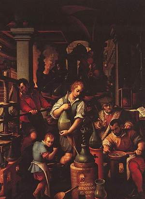 Jan van der Straet, Francesco I nel suo laboratorio alchemico, 1570, Palazzo Vecchio, Firenze - Immagine rilasciata sotto licenza Creative Commons
