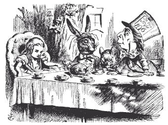 Il Mad Tea Party è un altro importante incontro col Tempo nel Paese delle Meraviglie - Immagine in pubblico dominio, fonte Wikimedia Commons