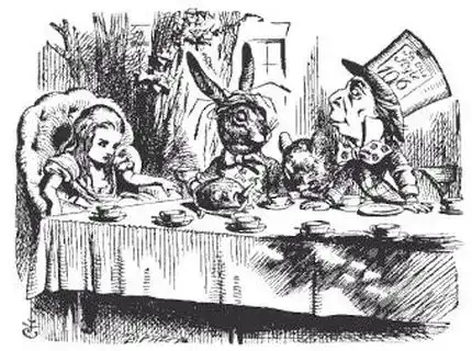 Il Mad Tea Party è un altro importante incontro col Tempo nel Paese delle Meraviglie - Immagine in pubblico dominio, fonte Wikimedia Commons