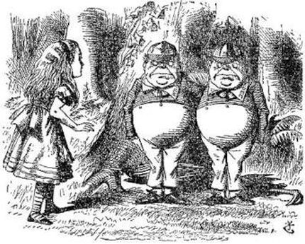 I gemelli Tweedledee e Tweedledum - Immagine in pubblico dominio, fonte Wikimedia Commons