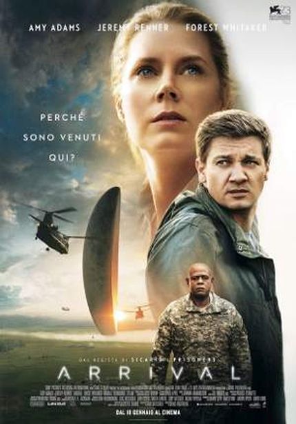 La locandina del film di fantascienza "Arrival" - Immagine utilizzata per uso di critica o di discussione ex articolo 70 comma 1 della legge 22 aprile 1941 n. 633, fonte Internet