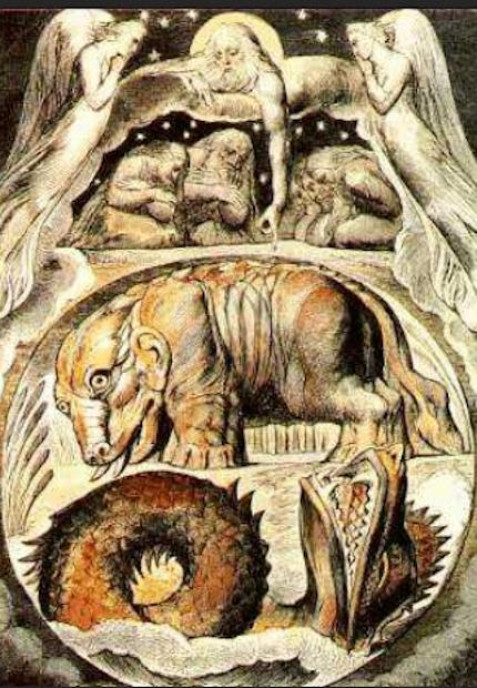 Behemoth e Leviatano in un'incisione di William Blake - Immagine in pubblico dominio, fonte Wikimedia Commons