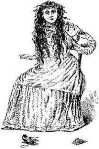 Betsy Bell, figura femminile al centro di fenomeni di poltergeist tra i più famosi della storia spiritistica statunitense, in  un disegno del 1894 pubblicato nel libro di M. V. Ingram sui fenomeni che riguardarono la famiglia Bell nel Tennessee - Immagine in pubblico dominio, fonte Wikipedia