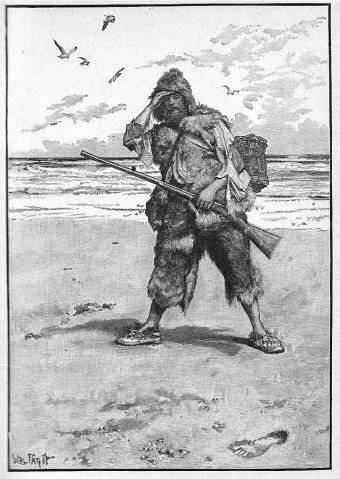 Robinson Crusoe scopre un'orma umana sulla sua isola - Immagine in pubblico dominio, fonte Wikimedia Commons