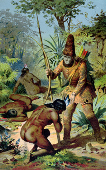 Robinson Crusoe e gli indigeni - Immagine in pubblico dominio, fonte Wikimedia Commons