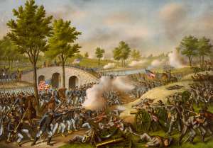 Rappresentazione della battaglia di Antietam, immagine in pubblico dominio, fonte Wikimedia Commons
