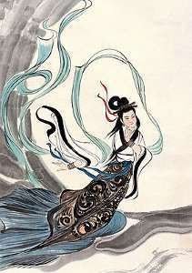 Miniatura di un essere fatato tratto dalal tradizione cinese. Immagine rilasciata sotto Creative Commons Attribution-Share Alike 3.0 Unported, copyright utente Shuishouyue, fonte Wikimedia Commons