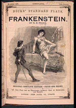 Il momento in cui il mostro di Frankenstein prende vita, da un adattamento teatrale del "Frankenstein" di Mary Shelley, ca 1883 - Immagine in pubblico dominio, fonte The British Library