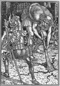 Re Artù contro un gigante - Immagine in pubblico dominio, fonte Wikipedia