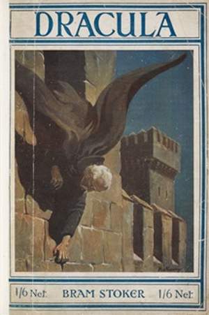 Il castello del Conte Dracula dalla copertina della tredicesima edizione del romanzo (1919) - Immagine in pubblico dominio, fonte The British Library