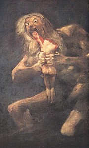Crono divora uno dei suoi figlio - Dipinto di Goya - Immagine in pubblico dominio, fonte Wikipedia