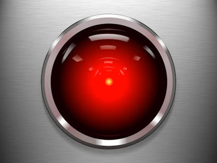 Il singolo occhio rosso di HAL 9000 - Immagine utilizzata per uso di critica o di discussione ex articolo 70 comma 1 della legge 22 aprile 1941 n. 633, fonte Internet