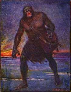 Il mostro Grendel - Immagine in pubblico dominio tratta da "Stories of Beowulf" di Henrietta Elizabeth Marshall, fonte Wikimedia Commons