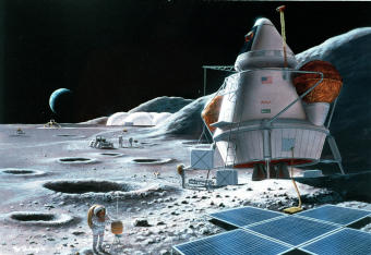 Concept art di una possibile base lunare - Immagine rilasciata in pubblico dominio - Nasa