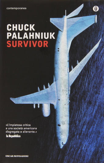 Copertina del romanzo "Survivor" di Chuck Palahniuk - Immagine utilizzata per uso di critica o di discussione ex articolo 70 comma 1 della legge 22 aprile 1941 n. 633, fonte Internet