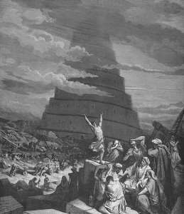 La cattività degli ebrei a Babilonia, oltre a creare miti come quello della torre di Babele qui rappresentato, comportò anche una contaminazione della cultura ebraica con "messaggeri degli Dei" babilonesi, considerati angeli. Immagine in pubblico dominio, fonte Wikimedia Commons, utente Tomisti