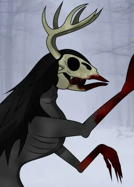 Un wendigo nordamericano - Immagine rilasciata sotto licenza  Creative Commons Attribution-Share Alike 4.0 International , fonte Wikimedia Commons, utente DracoLumina17